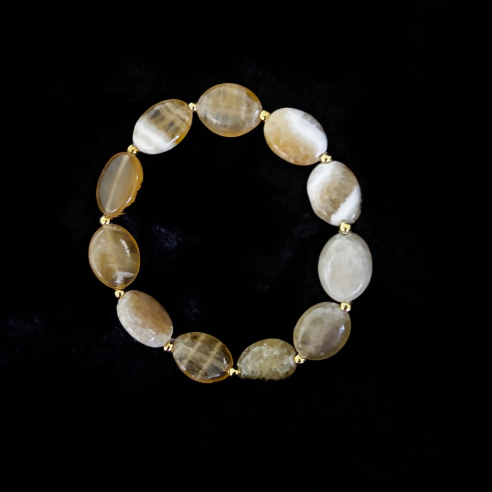 Yellow Shell Beaded Bracelet with Gold Spacers